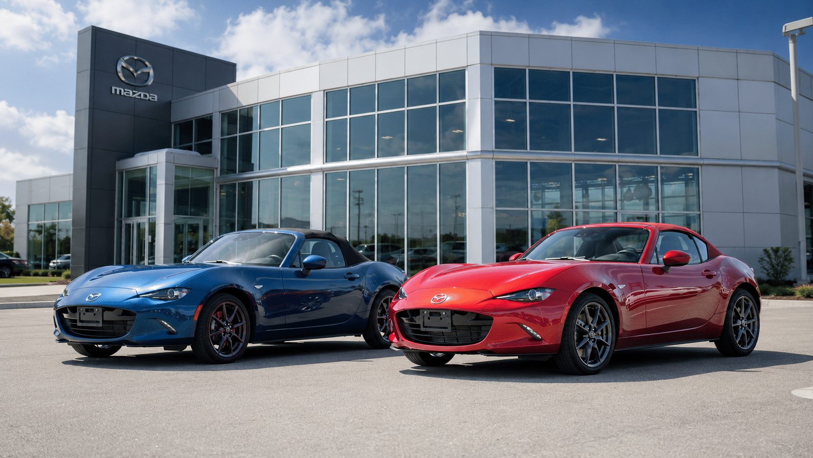 La Mazda MX-5 et la MX- RF devant Laurier Mazda
